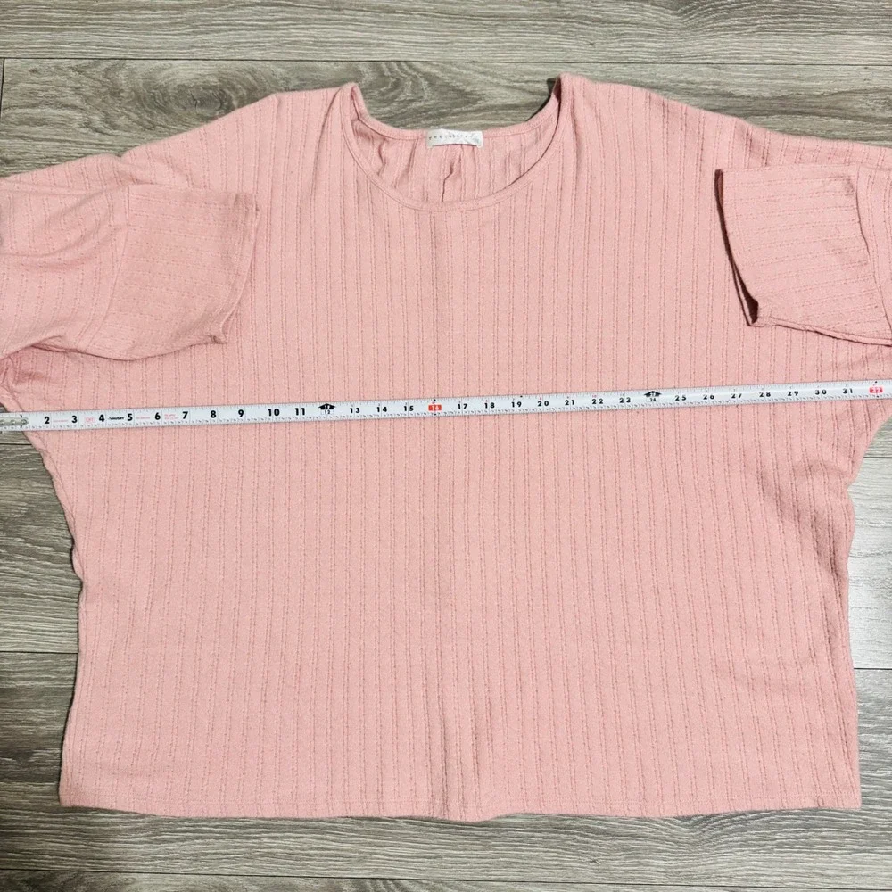 Retrology Pink Ribbed Knit Oversized Batwing‎ Dolman Sleeve Top Women 2X